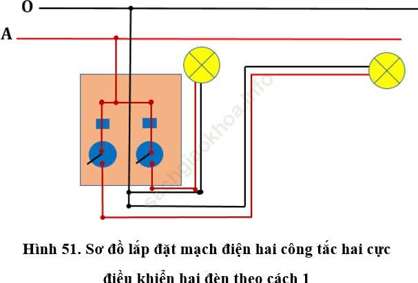 Lý thuyết, Trắc nghiệm Công nghệ 9 Bài 8 (có đáp án): Thực hành: Lắp mạch điện hai công tắc hai cực điều khiển hai đèn ảnh 2