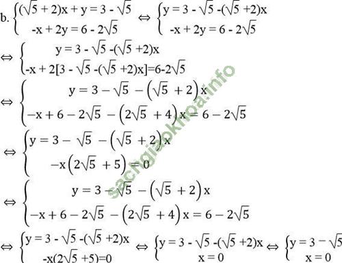 Bài 3: Giải hệ phương trình bằng phương pháp thế - trang 9 Sách bài tập Toán 9 Tập 2 hình ảnh 0
