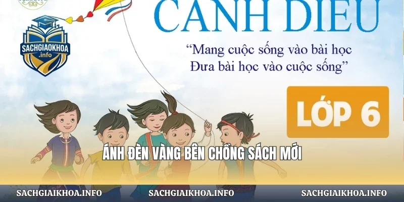 Ánh đèn vàng bên chồng sách mới