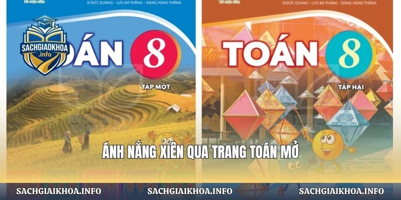 Ánh nắng xiên qua trang toán mở